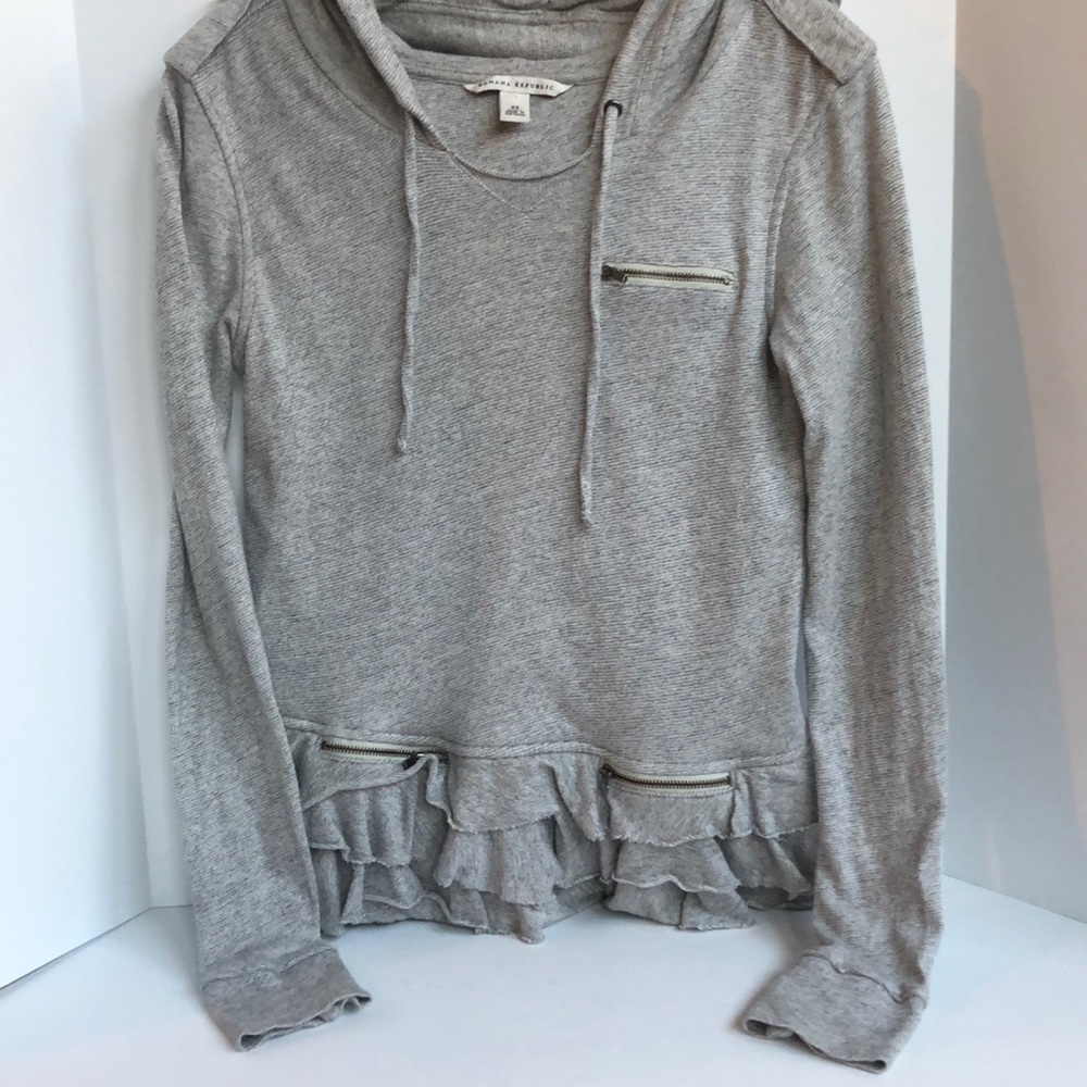 Banana Republic hooded raw edge double peplum top size XS